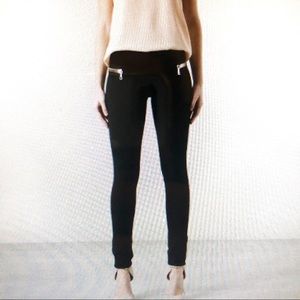 Les Chiffoniers black double zip stretch leggings